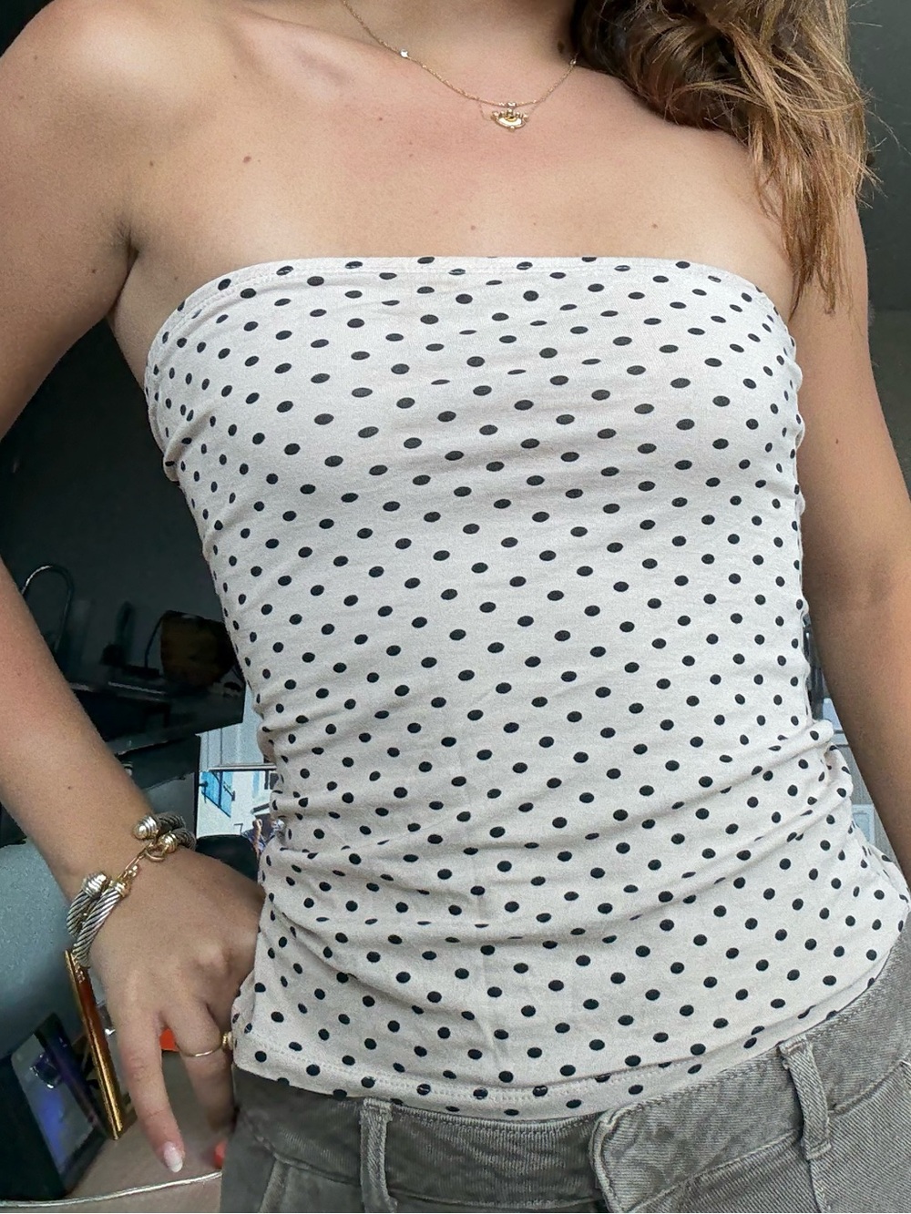 H&M Cream Strapless Polka Dot Tube Top - Picture 3 of 6